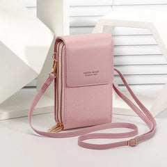 Women's Soft Leather Touch Screen Cell Phone Crossbody Bag