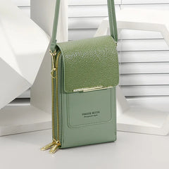 Women's Soft Leather Touch Screen Cell Phone Crossbody Bag