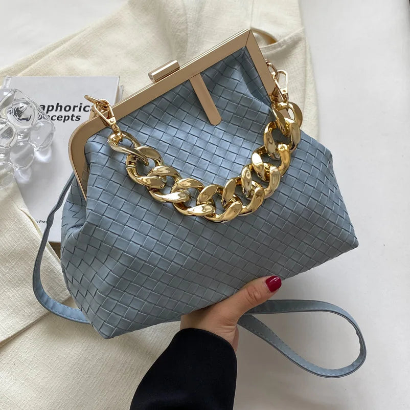 Solid Weaving Crossbody Bags Lady Shoulder Bag