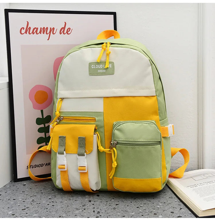 Spring Canvas Backpack Women Harajuku Large-Capacity