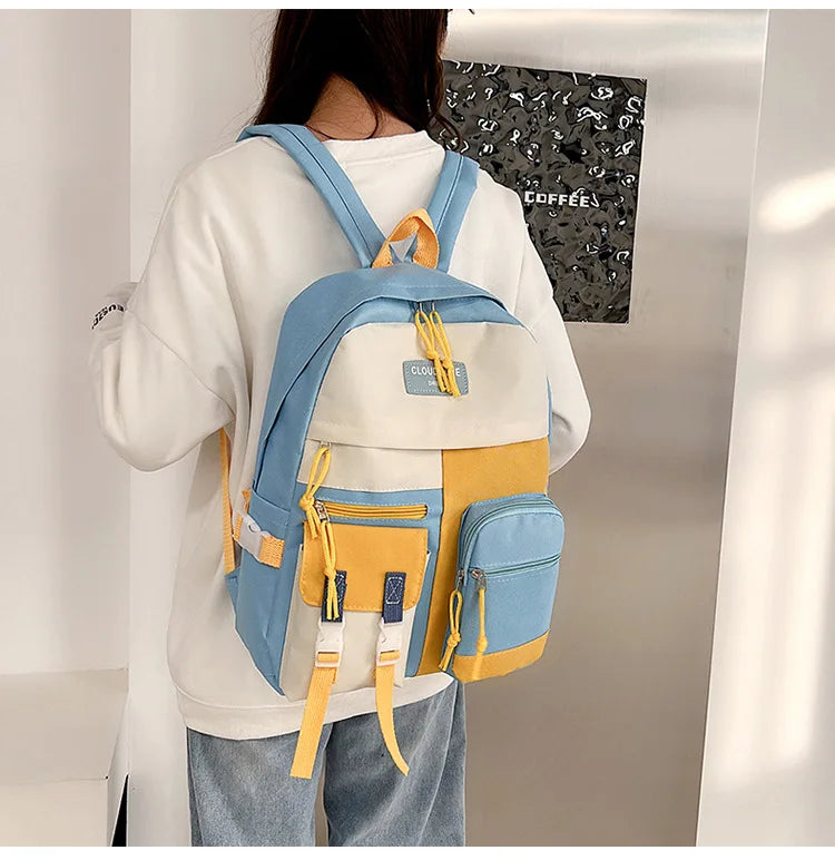 Spring Canvas Backpack Women Harajuku Large-Capacity