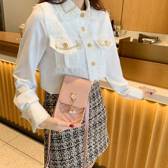 Spring Cross-body Phone Shoulder Bag Pearl Tassel Cover-style Female Bag