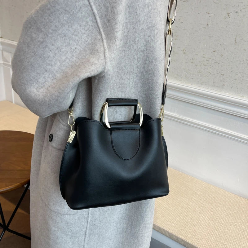 Spring Women's PU Leather Crossbody Bags with Short Handle Shoulder Purses