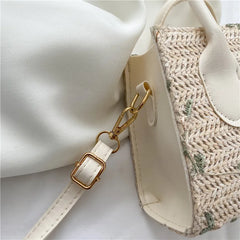 Summer Bohemia Women Straw Handbag Flower Embroidery Purse Rattan Handbags