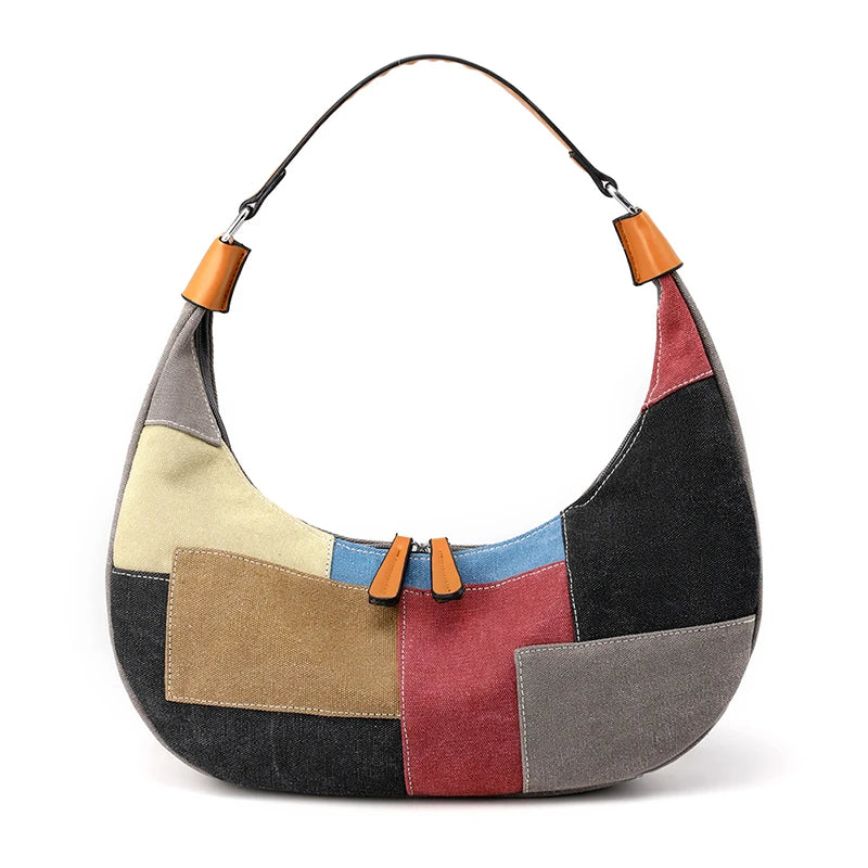 Summer Shoulder Bag Shopping Tote for Girl Patchwork Women's Bag 100% Cotton