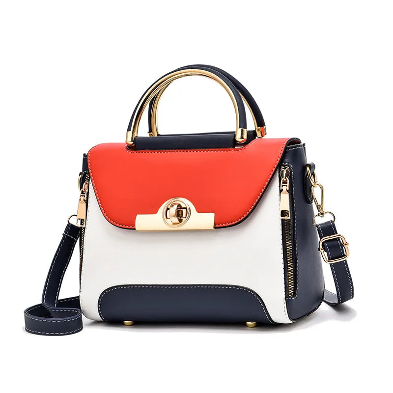 Summer Women's Handbag Contrast Small Square Bag Pu One Shoulder Diagonal Bag Wo