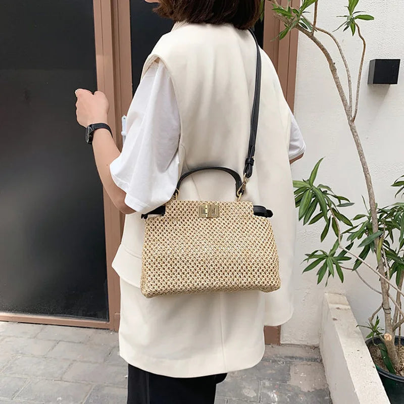 Summer Straw Bags for Women Woven Beach Handbags Casual Travel Bohemia