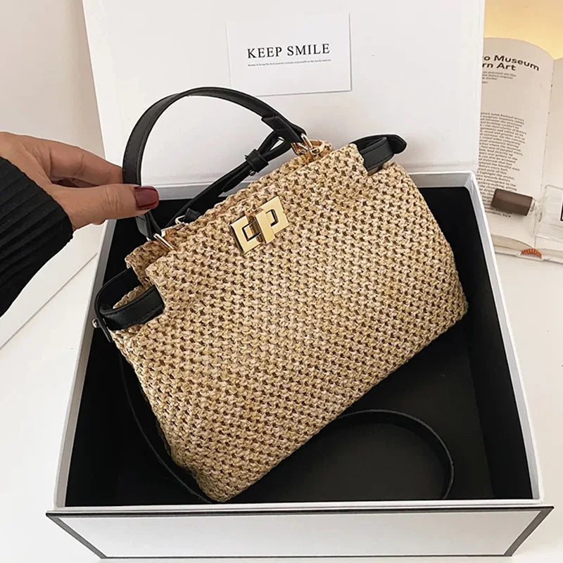 Summer Straw Bags for Women Woven Beach Handbags Casual Travel Bohemia