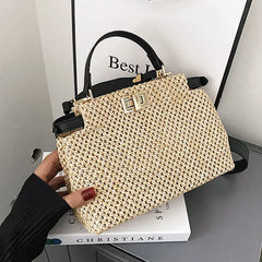 Summer Straw Bags for Women Woven Beach Handbags Casual Travel Bohemia