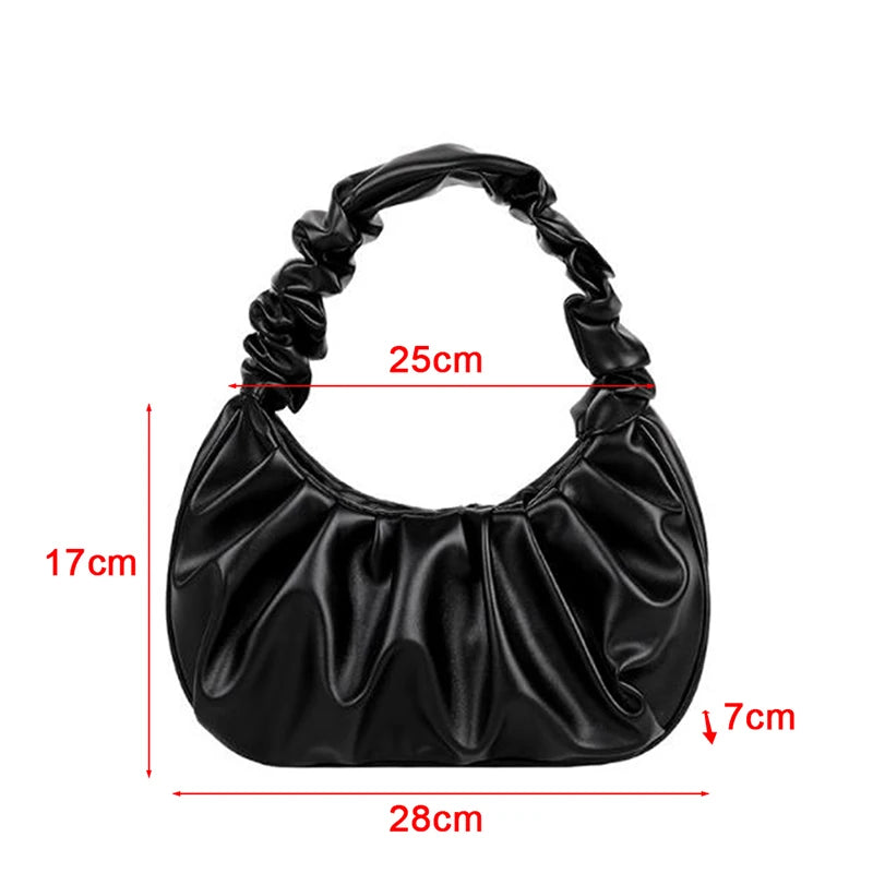 Summer Pleated Handlebags PU Cloud Bags