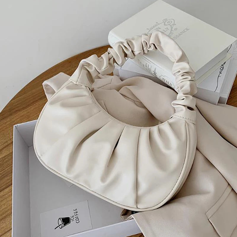 Summer Cloud Armpit Bag Pleated Handlebags PU