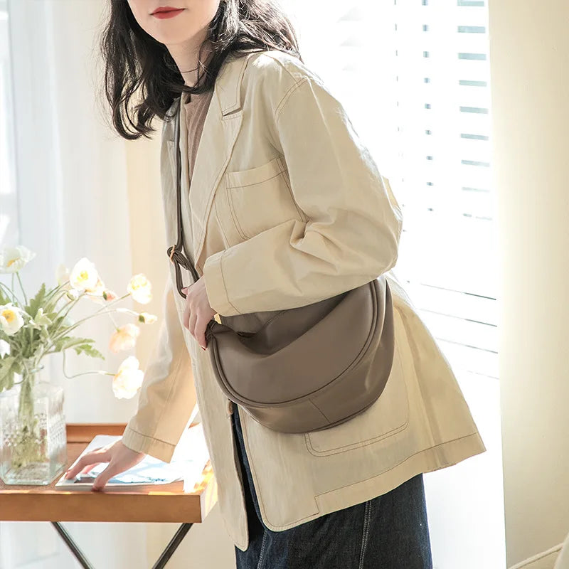 Summer Pleated Handlebags for Women PU Cloud Bags Armpit Bag