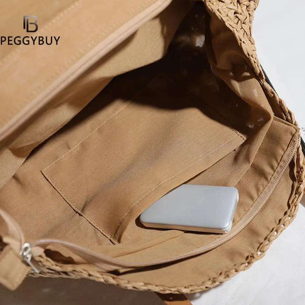 Summer Round Straw Bags for Women Rattan Bag Woven Beach CrossBody Bag