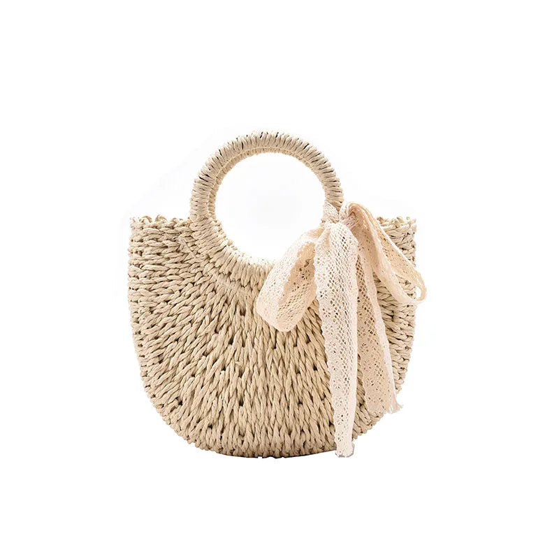 Summer Tassel Straw Shoulder Bag for Women Casual Hand-woven