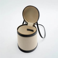 Canvas Bucket Bag Round Flap Shoulder Crossbody Tote Handbag