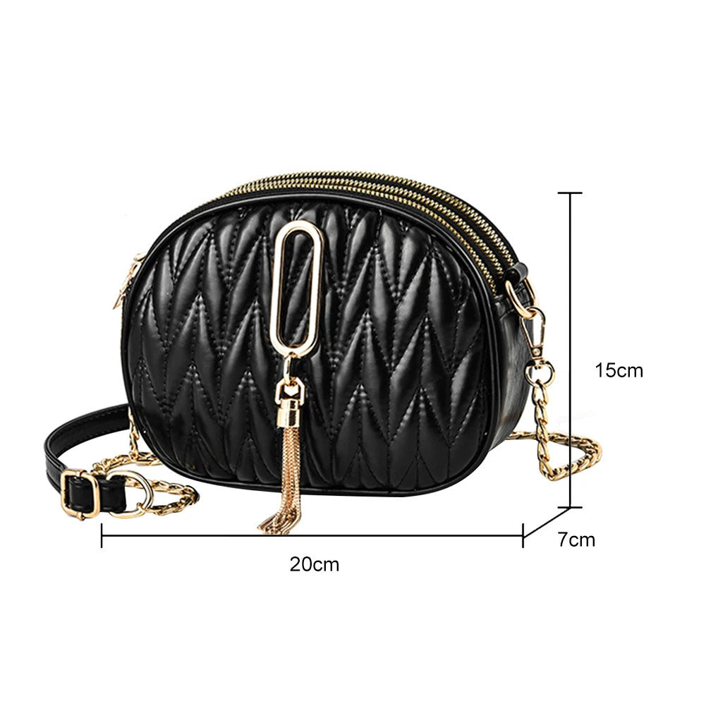 Small Messenger Bag Lingge Embroidery Camera Shoulder Crossbody Chain