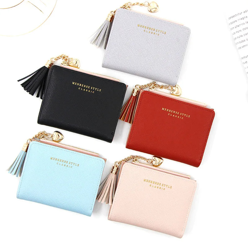 Tassel Women Wallet Small Wallet Women Short Leather Zipper Purses Portefeuille
