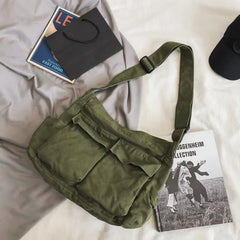 Teenager Girl Canvas Shoulder Bag Casual Messenger Bag Crossbody Bags for Women