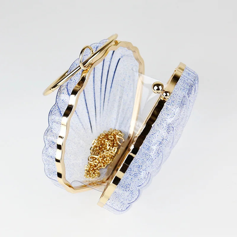 Acrylic Paillette Shell Evening Bag Metal Ring Totes Wedding Party Shoulder Bag