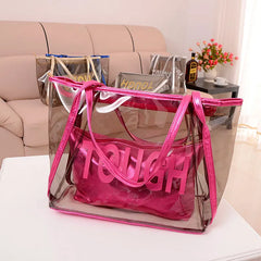 Transparent Beach Bag Large Women Jelly Tote Zipper Waterproof Shoulder Bags