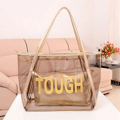 Transparent Beach Bag Large Women Jelly Tote Zipper Waterproof Shoulder Bags
