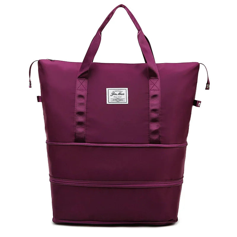 Casual Handbag Double Zipper Expansion Bag Large Female Bag