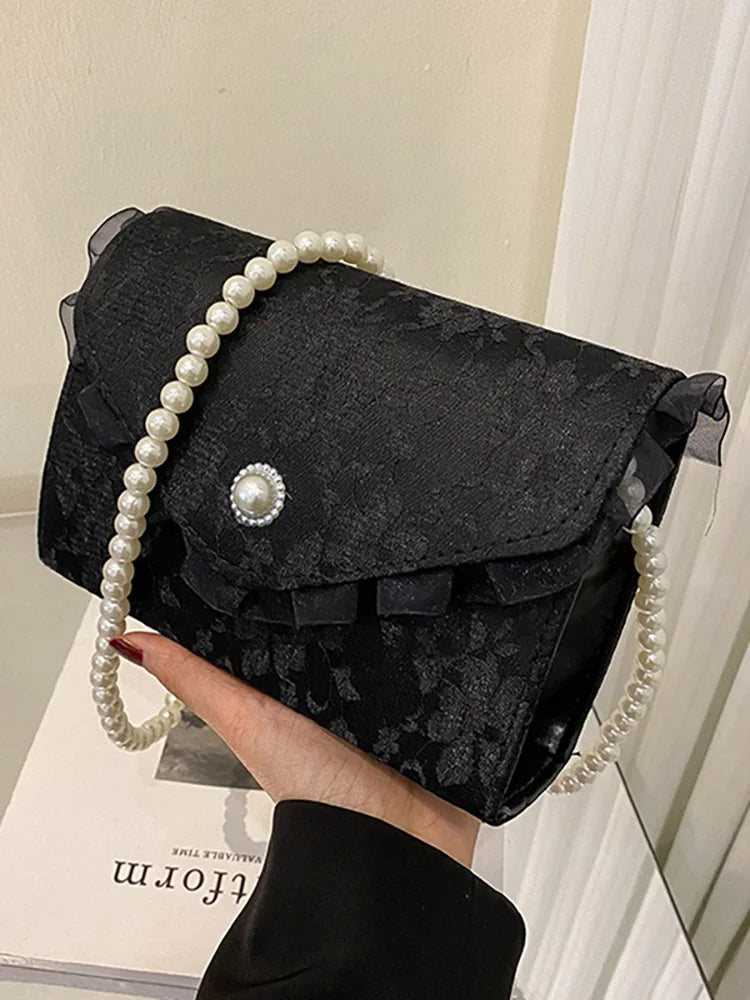 Women's Lace Beading Shoulder Bag Crossbody Flap Handbag