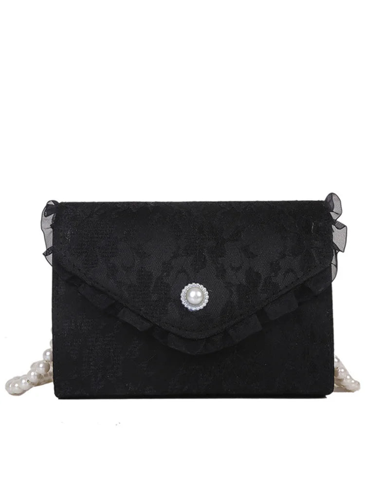 Women's Lace Beading Shoulder Bag Crossbody Flap Handbag