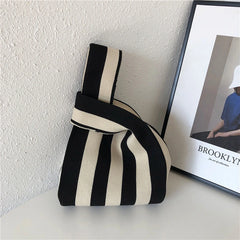 Knitted Checkerboard Women's Bag Houndstooth Handbag Small Tote Bag