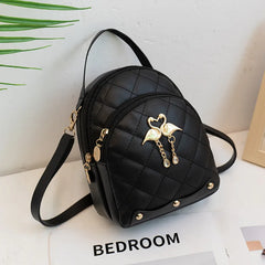 Embroidered Women's Backpack PU Leather Schoolbag