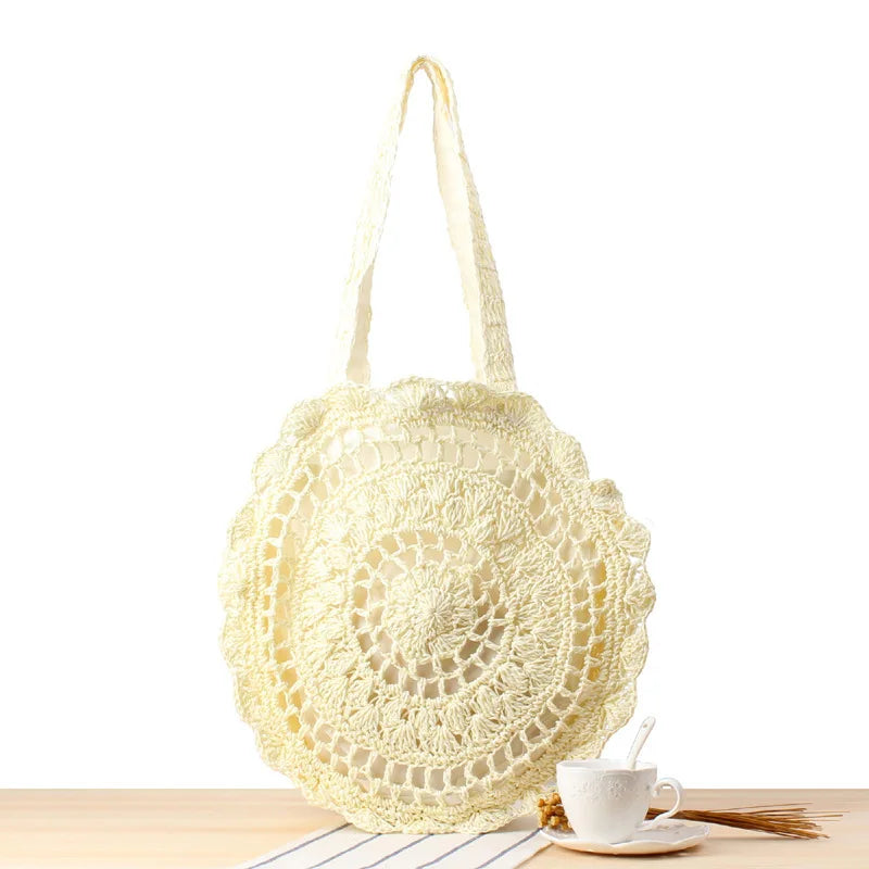 Women's Straw Bag Summer Beach Shoulder Handbag Large Capacity