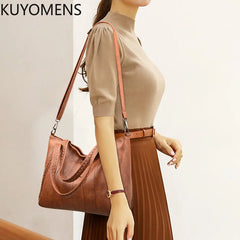 Large Capacity Tote Shoulder Bag High Leather Sac Casual Handbag Purse