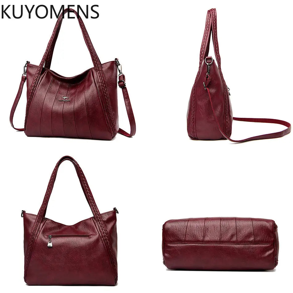 Large Capacity Tote Shoulder Bag High Leather Sac Casual Handbag Purse