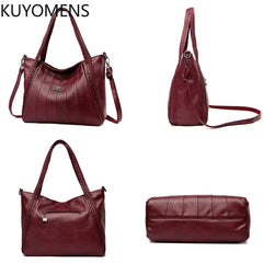 Large Capacity Tote Shoulder Bag High Leather Sac Casual Handbag Purse