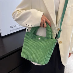 Corduroy Women's Bucket Shoulder Bag Nylon Crossbody Bags
