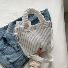 Corduroy Women's Bucket Shoulder Bag Nylon Crossbody Bags