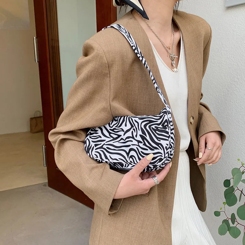 Canvas Shoulder Underarm Bag Vintage Ladies Small Purse Handbags Casual All-matc
