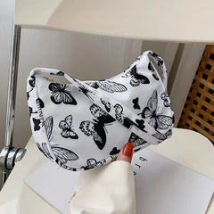 Canvas Shoulder Underarm Bag Vintage Ladies Small Purse Handbags Casual All-matc