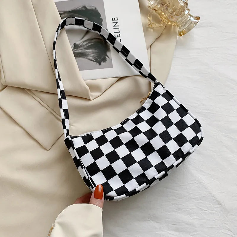 Canvas Shoulder Underarm Bag Vintage Ladies Small Purse Handbags Casual All-matc
