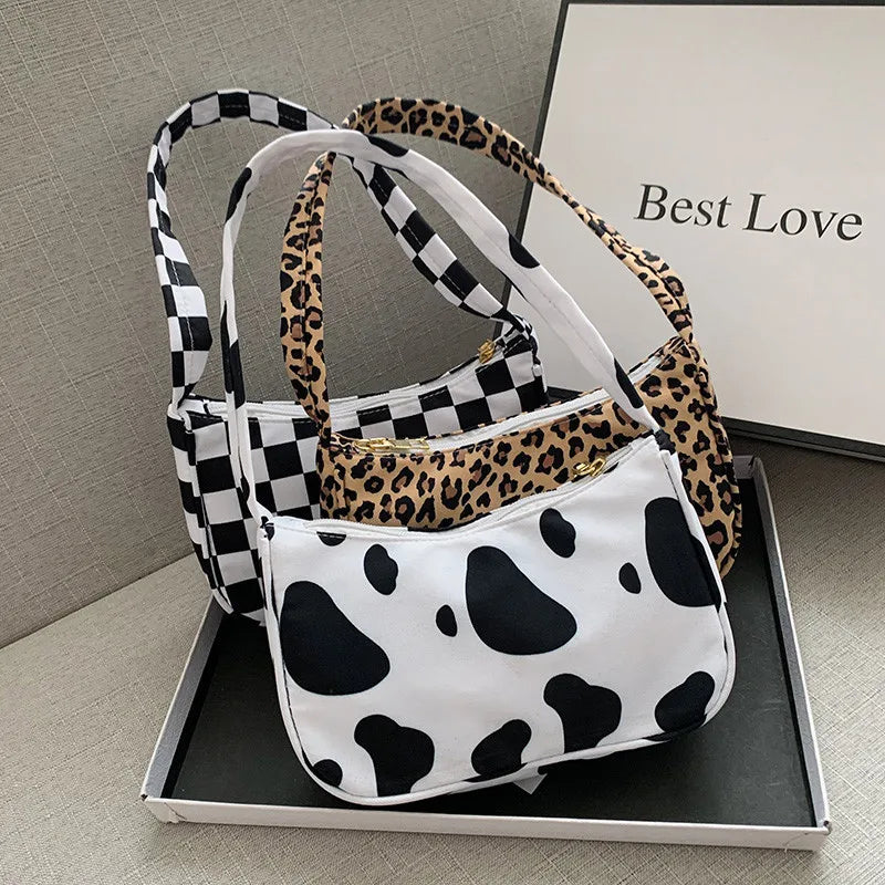 Canvas Shoulder Underarm Bag Vintage Ladies Small Purse Handbags Casual All-matc