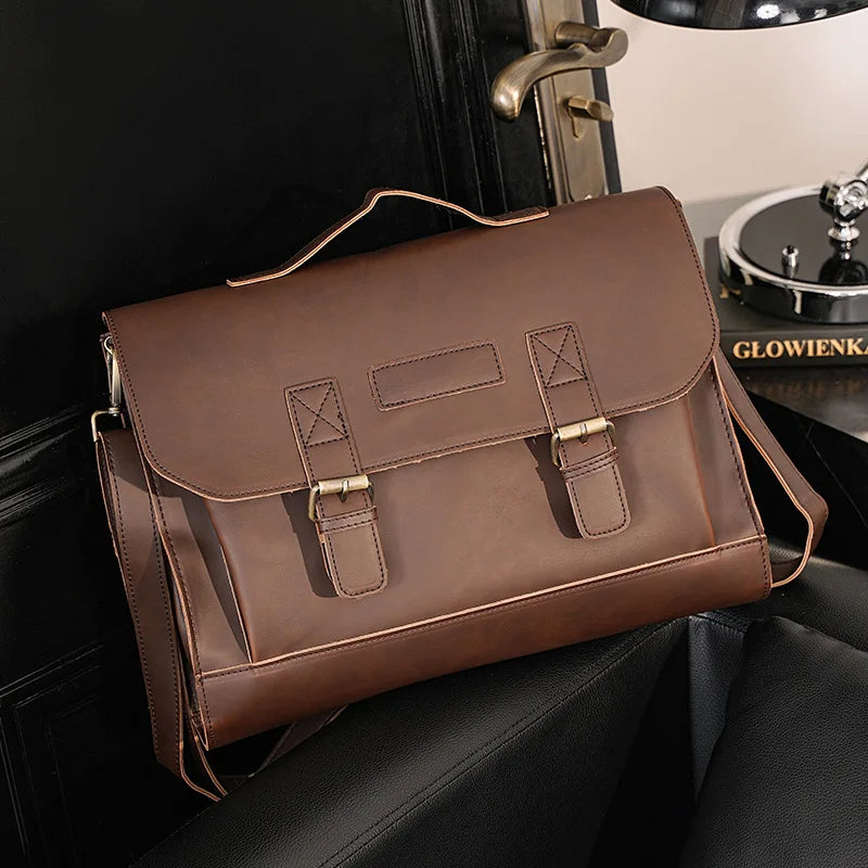 Vintage Crazy Horse Leather Handbag Briefcase