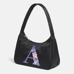Underarm Shoulder Bag Purple Flower Letter Print