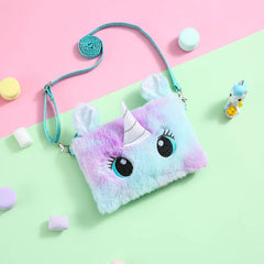Unicorn Plush Crossbody Bag Square Rainbow Purse Handbag Wallet