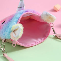 Unicorn Plush Crossbody Bag Square Rainbow Purse Handbag Wallet