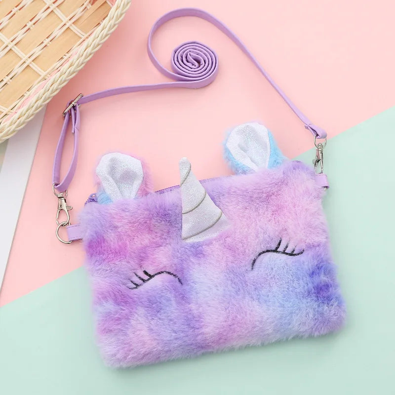 Unicorn Plush Purse Bag Girl Style Plush Crossbody Bag for Phone