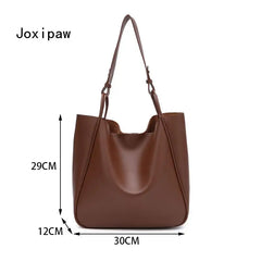 Vintage PU Leather Shoulder Bag for Women Large Capacity Tote Bags