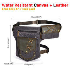 Waterproof Canvas+Leather Small Belt Messenger Bag Fanny Waist Pack For Men