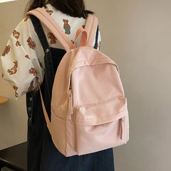 Waterproof Solid Backpack Girls Nylon School Bags