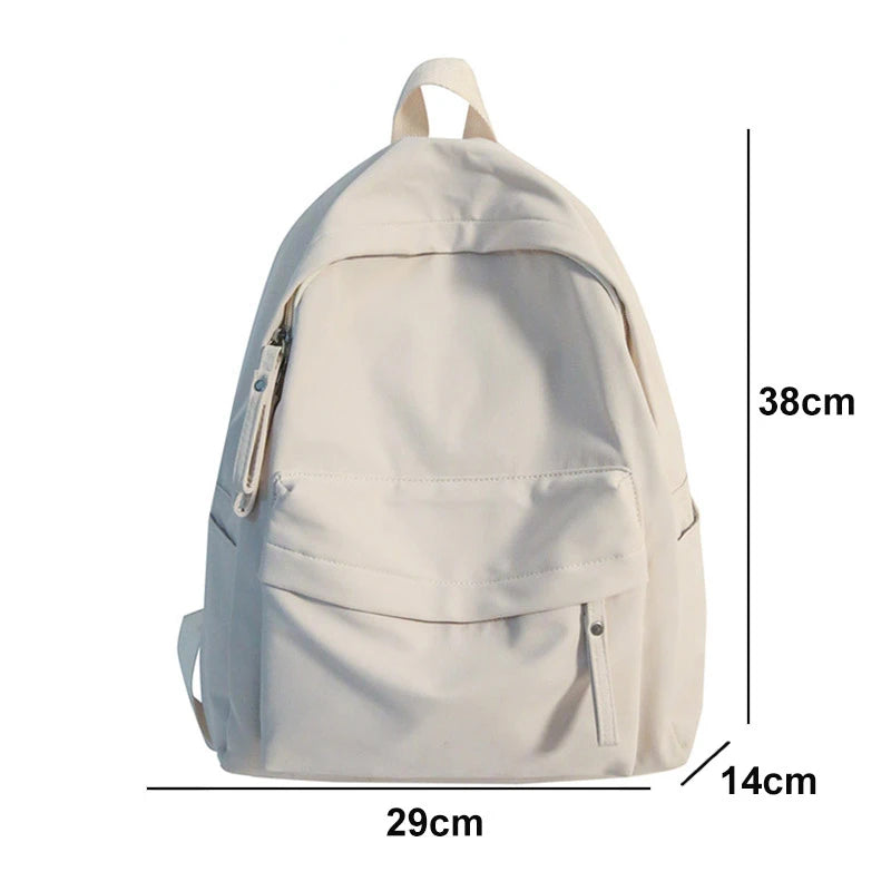 Waterproof Solid Backpack Girls Nylon School Bags