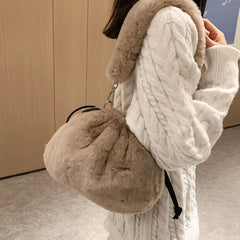 Winter Faux Fur Shoulder Bags Soft Plush Hand Bags Fur Clutch Purse